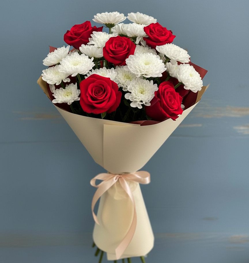 Букет цветов из: Розы и Хризантемы в Коростово