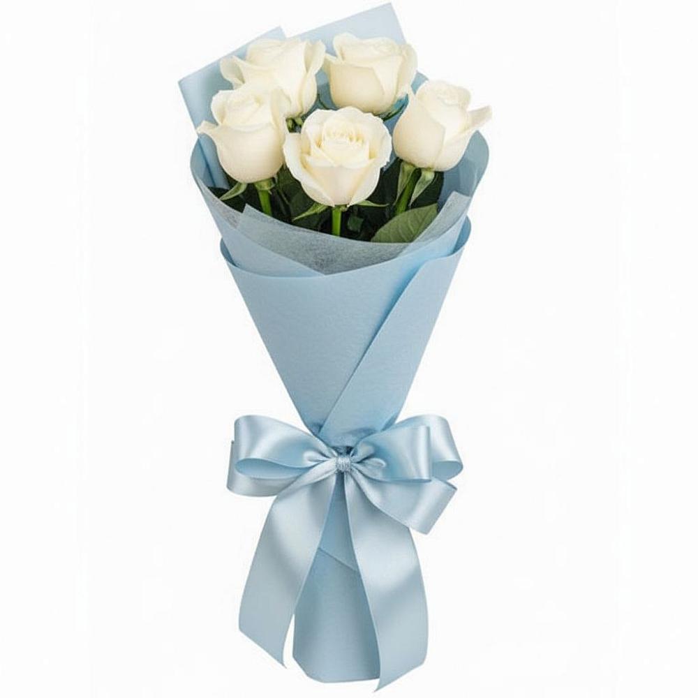 Букет 5 Белых роз Проуд в Коростово