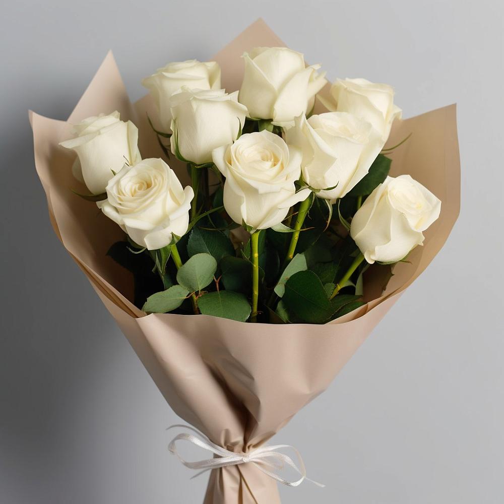 Букет 9 Белых роз Эдлесс Лав в Коростово