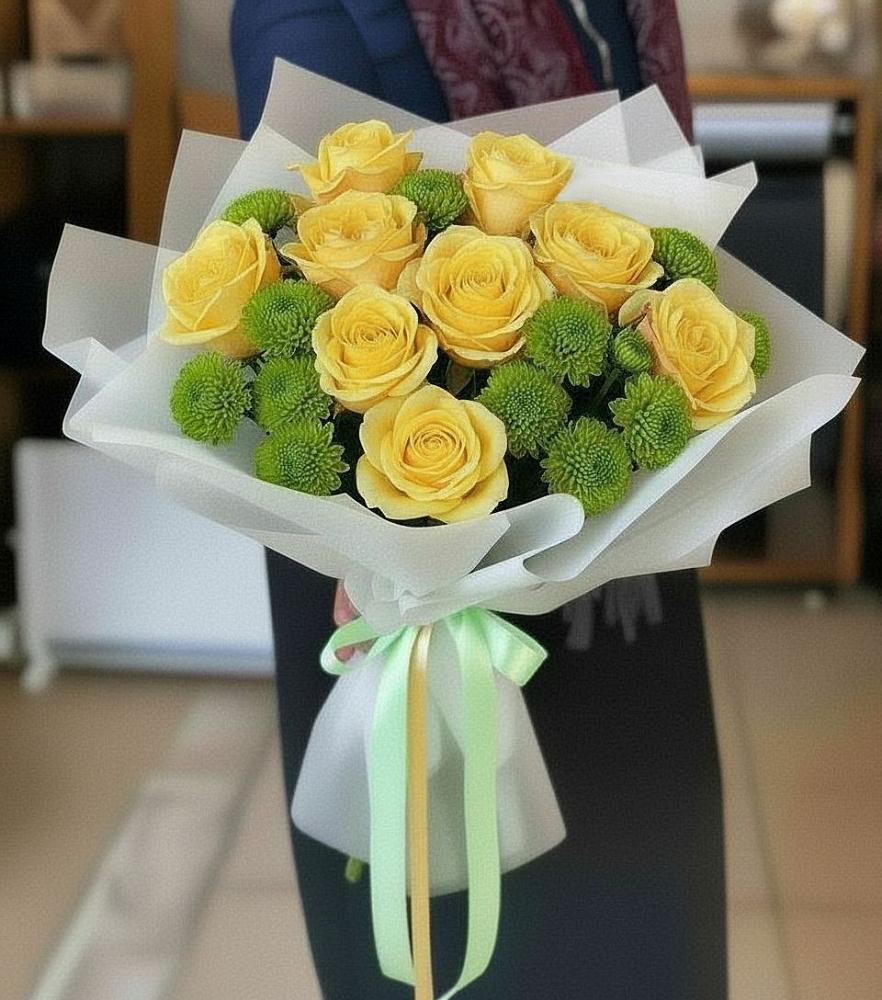 Букет цветов из: Хризантемы и Розы в Коростово