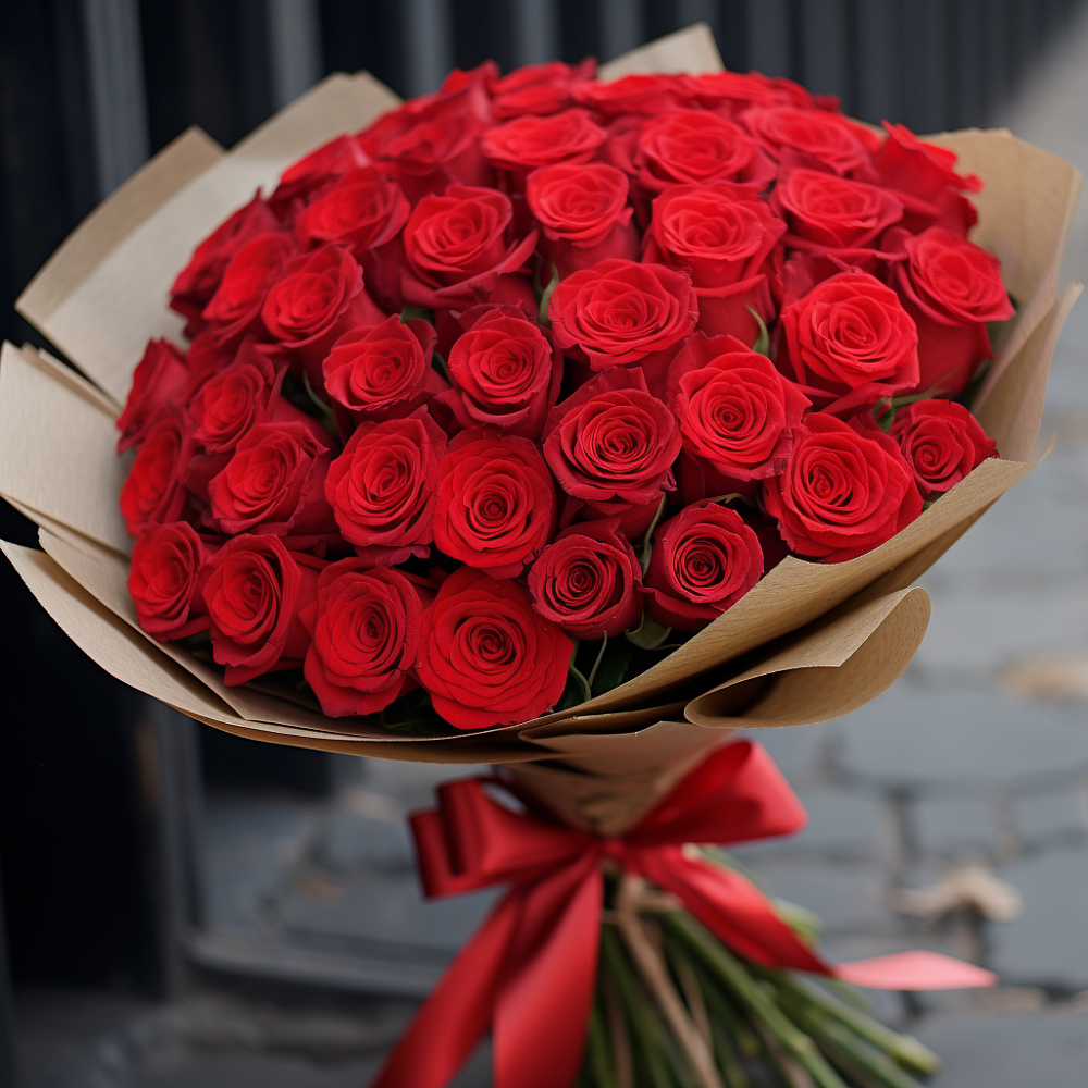 Букет 51 Красная роза Эдлесс Лав в Коростово