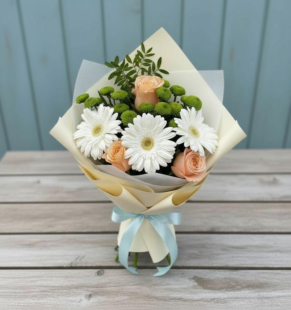 Букет цветов из: Герберы, Розы и Хризантемы в Коростово