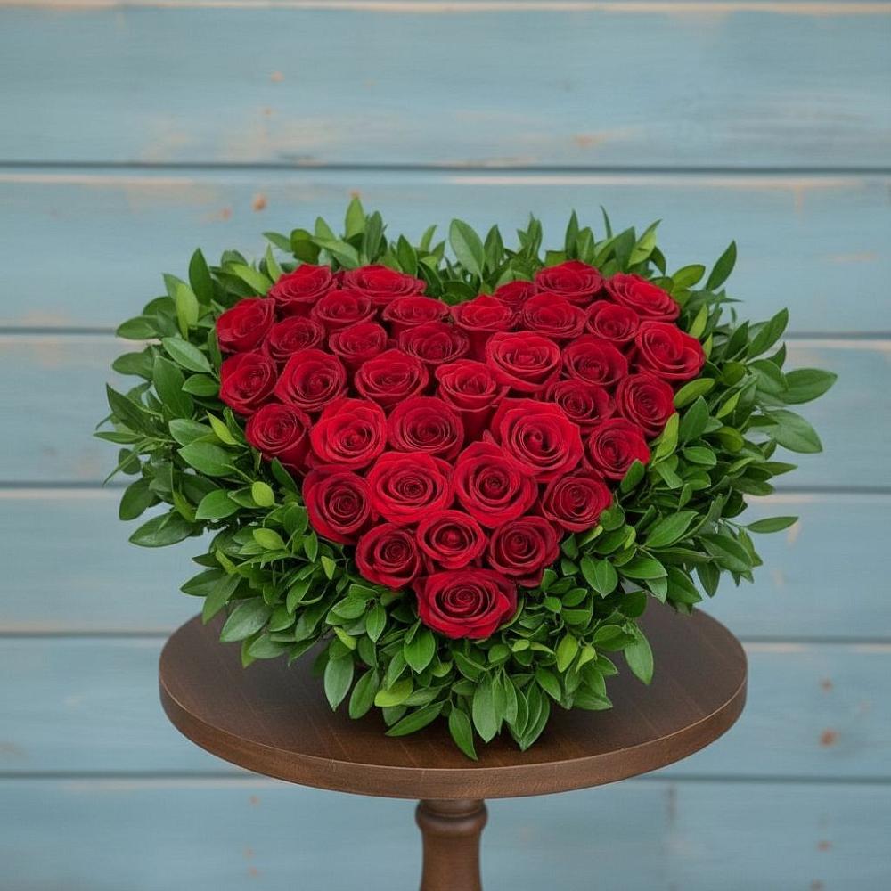 Цветочная композиция из Розы в виде сердца в Коростово