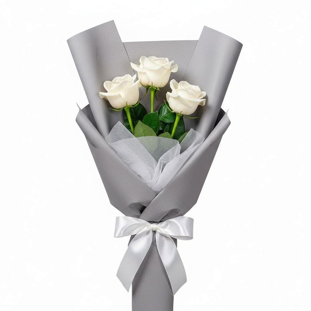 Букет 3 белые розы в Коростово