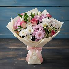 Букет цветов из:  Хризантемы, Альстромерии и Розы в Коростово