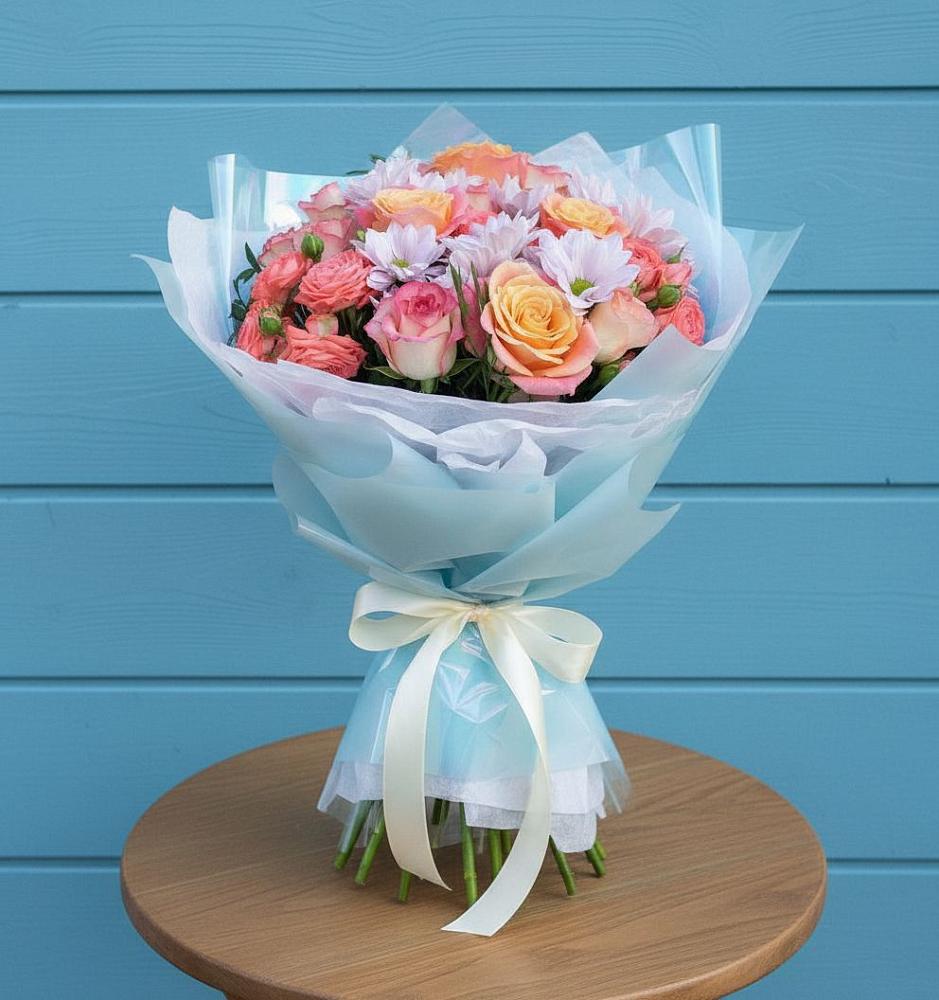 Букет цветов из: Хризантемы и Розы в Коростово