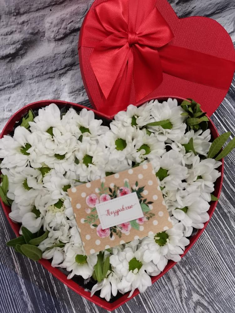 Цветочная композиция из Хризантемы в виде сердца в Коростово