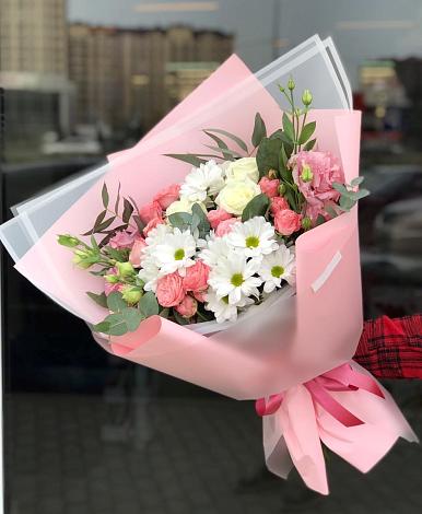Букет цветов из: Розы, Лизиантусы и Хризантемы в Коростово
